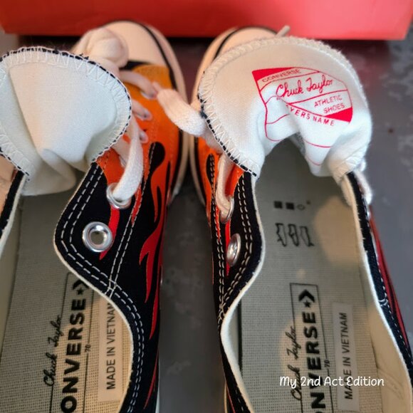 All Star Converse NIB Lo Chucks with Flames Size Mens 5 Womens 7 - Picture 7 of 14